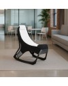 Sedia gaming Rocky in tessuto bicolore con base curva – Nero e bianco
