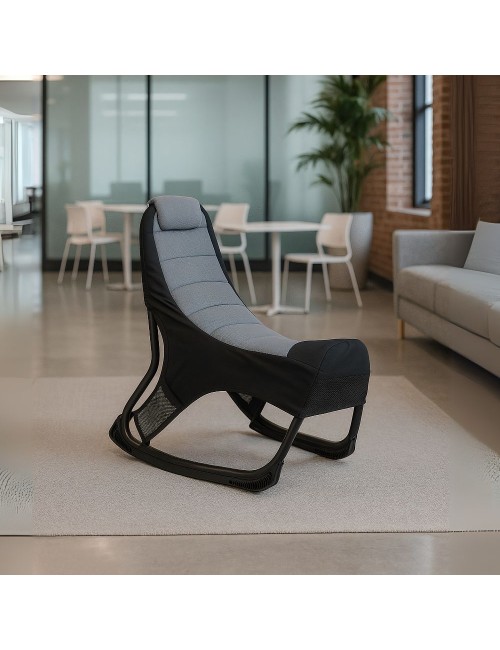 Sedia gaming Rocky in tessuto bicolore con base curva – Nero e Grigio