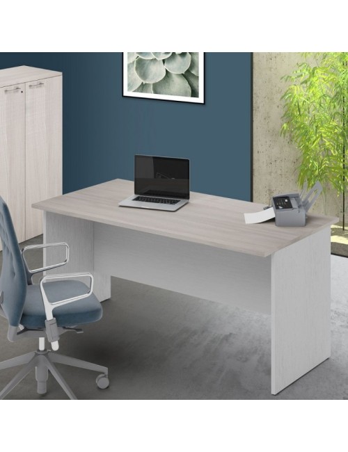Scrivania per ufficio 160x80x74H olmo e bianco frassinato Ibisco – Made in Italy