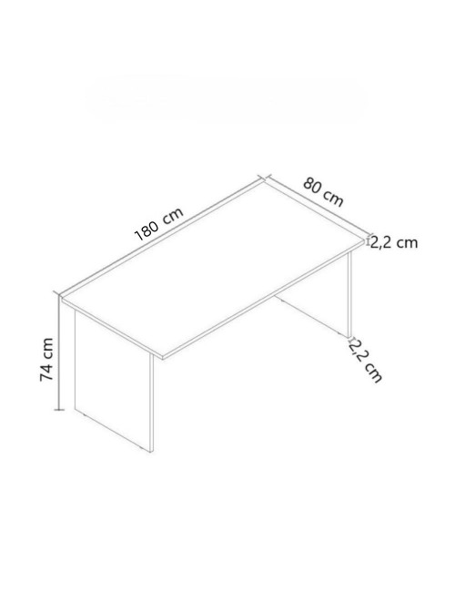Scrivania per ufficio 180x80x74H noce naturale e bianco frassinato Ibisco – Made in Italy