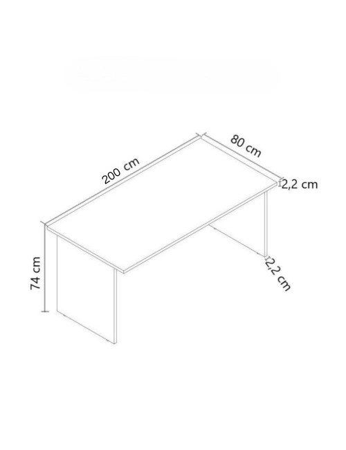 Scrivania per ufficio 200x80x74H noce naturale e bianco frassinato Ibisco – Made in Italy