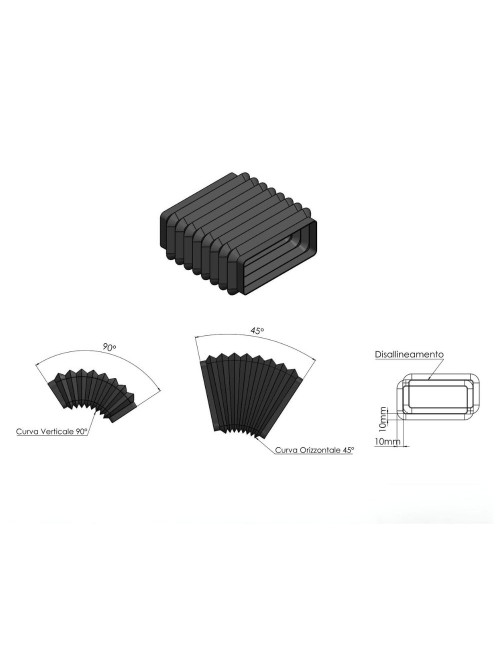 Soffietto con innesto Duct e innesto flangia 22x16x9