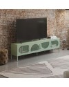 Porta TV in metallo Tayra con 4 ante reticolate verde menta 180x35x50H – Stile moderno e anima industrial