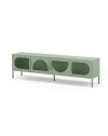 Porta TV in metallo Tayra con 4 ante reticolate verde menta 180x35x50H – Stile moderno e anima industrial