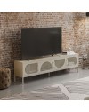 Porta TV in metallo Tayra con 4 ante reticolate crema 180x35x50H – Stile moderno e anima industrial