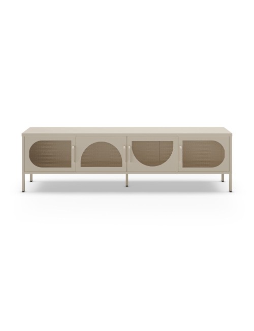 Porta TV in metallo Tayra con 4 ante reticolate crema 180x35x50H – Stile moderno e anima industrial