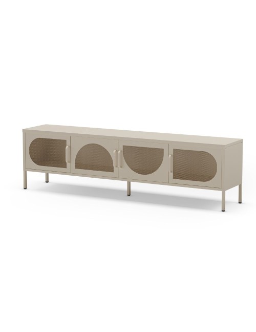 Porta TV in metallo Tayra con 4 ante reticolate crema 180x35x50H – Stile moderno e anima industrial