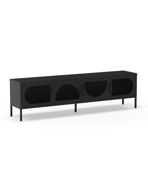 Porta TV in metallo Tayra con 4 ante reticolate nero 180x35x50H – Stile moderno e anima industrial