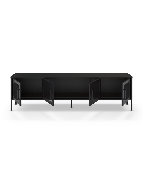 Porta TV in metallo Tayra con 4 ante reticolate nero 180x35x50H – Stile moderno e anima industrial
