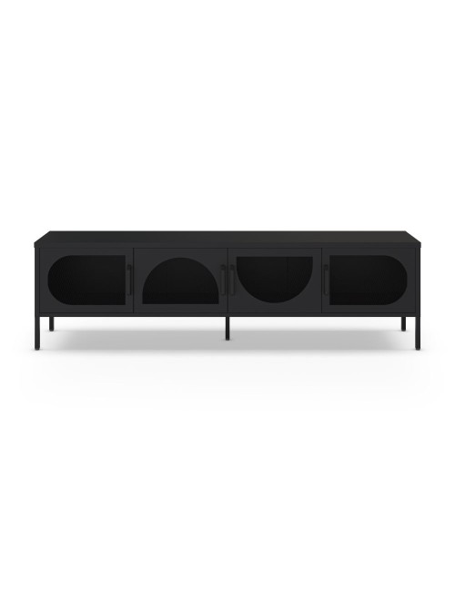 Porta TV in metallo Tayra con 4 ante reticolate nero 180x35x50H – Stile moderno e anima industrial