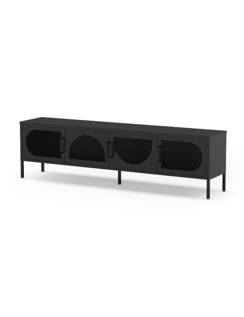 Porta TV in metallo Tayra con 4 ante reticolate nero 180x35x50H – Stile moderno e anima industrial
