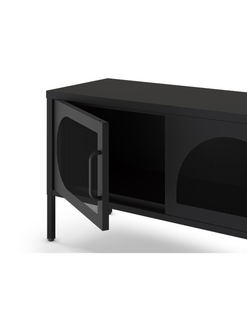 Porta TV in metallo Tayra con 4 ante reticolate nero 180x35x50H – Stile moderno e anima industrial