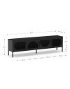 Porta TV in metallo Tayra con 4 ante reticolate nero 180x35x50H – Stile moderno e anima industrial