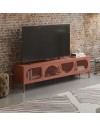 Porta TV in metallo Tayra con 4 ante reticolate terracotta 180x35x50H – Stile moderno e anima industrial