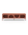 Porta TV in metallo Tayra con 4 ante reticolate terracotta 180x35x50H – Stile moderno e anima industrial
