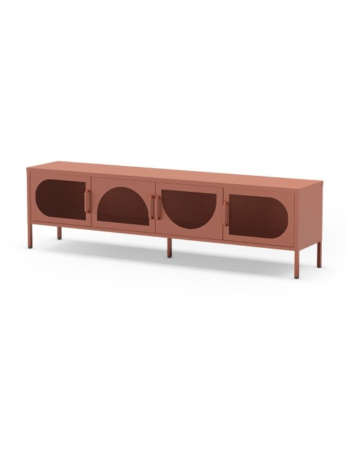 Porta TV in metallo Tayra con 4 ante reticolate terracotta 180x35x50H – Stile moderno e anima industrial