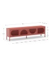 Porta TV in metallo Tayra con 4 ante reticolate terracotta 180x35x50H – Stile moderno e anima industrial
