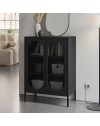 Mobile in metallo Diora nero con ante reticolate 70x40x100H – Design industriale, anima versatile