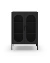 Mobile in metallo Diora nero con ante reticolate 70x40x100H – Design industriale, anima versatile