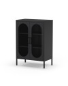 Mobile in metallo Diora nero con ante reticolate 70x40x100H – Design industriale, anima versatile