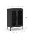 Mobile in metallo Diora nero con ante reticolate 70x40x100H – Design industriale, anima versatile