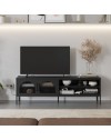 Mobile porta TV in metallo Diora nero con 2 ante reticolate 160x35x50H – Design industriale, anima versatile