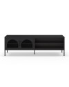 Mobile porta TV in metallo Diora nero con 2 ante reticolate 160x35x50H – Design industriale, anima versatile