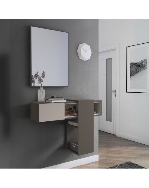 Mobile ingresso sospeso Mog grigio cobalto e cashmere con specchio