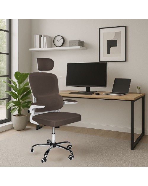 Poltrona ufficio ergonomica con ruote Vibes in rete tortora con base cromata