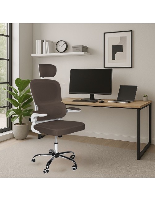 Poltrona ufficio ergonomica con ruote Vibes in rete tortora con base cromata