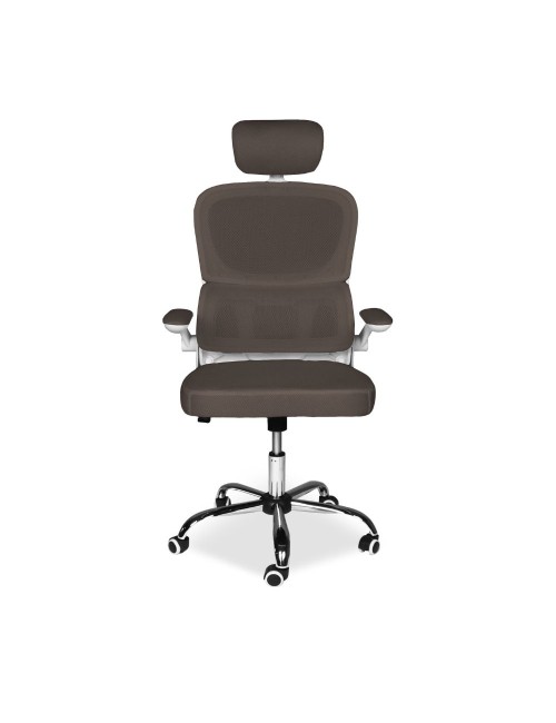 Poltrona ufficio ergonomica con ruote Vibes in rete tortora con base cromata