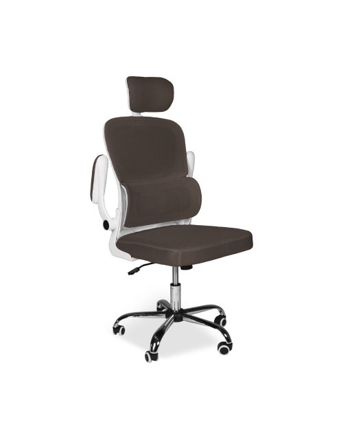 Poltrona ufficio ergonomica con ruote Vibes in rete tortora con base cromata