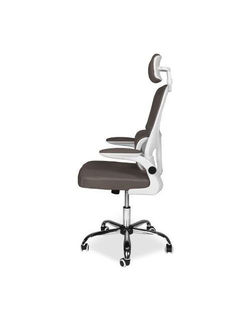 Poltrona ufficio ergonomica con ruote Vibes in rete tortora con base cromata