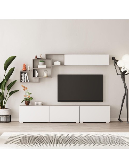 Parete attrezzata colore bianco e tortora Free 210x35x39H