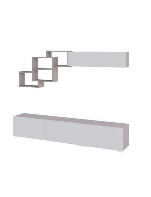Parete attrezzata colore bianco e tortora Free 210x35x39H