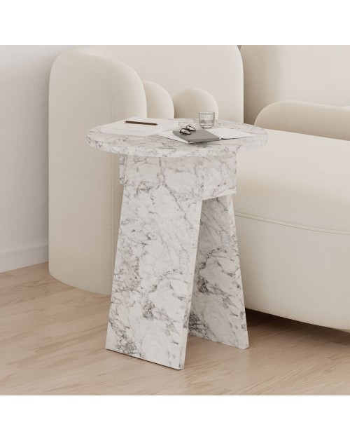 Tavolino da salotto Chen effetto marmo carrara bianco – Eleganza minimalista per ogni ambiente