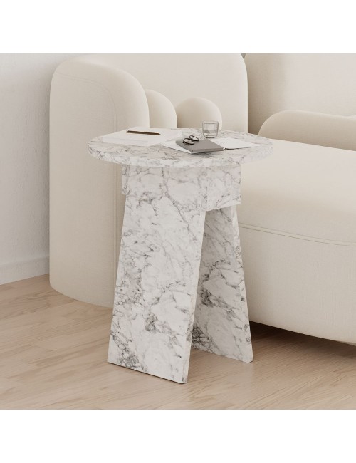 Tavolino da salotto Chen effetto marmo carrara bianco – Eleganza minimalista per ogni ambiente