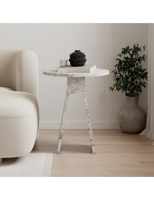 Tavolino da salotto Chen effetto marmo carrara bianco – Eleganza minimalista per ogni ambiente
