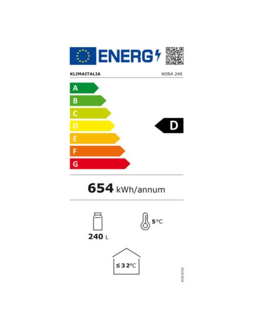 Frigo vetrina bibite ventilata Nora 240 54x56x152.5 H cm bianco classe D