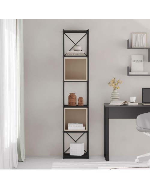 Libreria Vale Mini struttura in metallo nero e cubotti colore cashmere 36.2x39x179H – Geometria e stile industriale