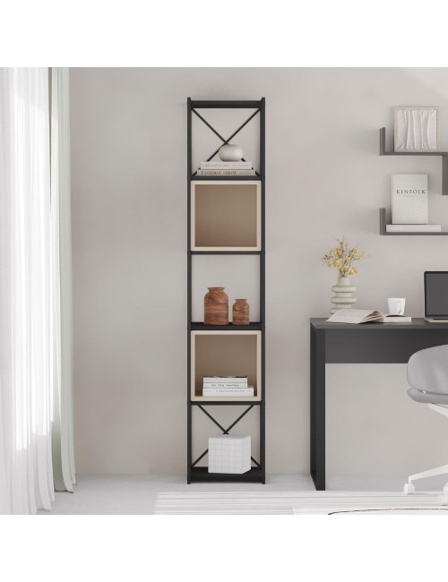 Libreria Vale Mini struttura in metallo nero e cubotti colore cashmere 36.2x39x179H – Geometria e stile industriale