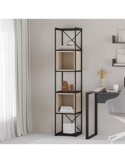 Libreria Vale Mini struttura in metallo nero e cubotti colore cashmere 36.2x39x179H – Geometria e stile industriale