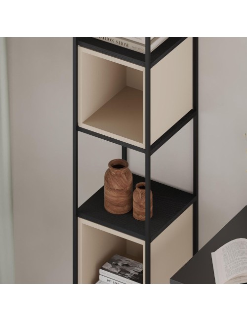 Libreria Vale Mini struttura in metallo nero e cubotti colore cashmere 36.2x39x179H – Geometria e stile industriale
