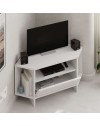 Porta TV angolare Viva colore bianco 95.7x35.4x45.3H – Design Funzionale per spazi intelligenti
