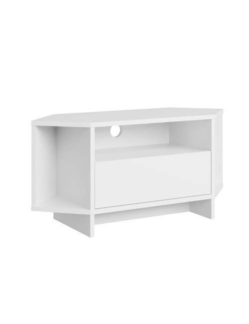 Porta TV angolare Viva colore bianco 95.7x35.4x45.3H – Design Funzionale per spazi intelligenti