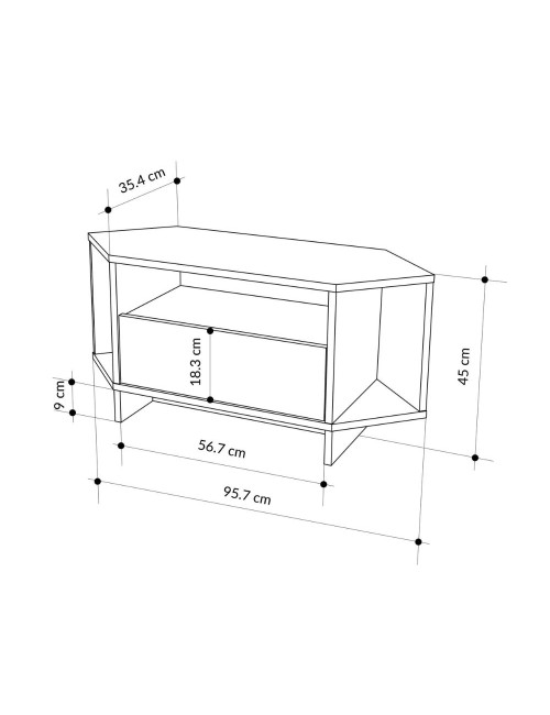 Porta TV angolare Viva colore bianco 95.7x35.4x45.3H – Design Funzionale per spazi intelligenti
