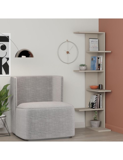 Libreria angolare Saso con 5 ripiani finitura cashmere 357x37x141H