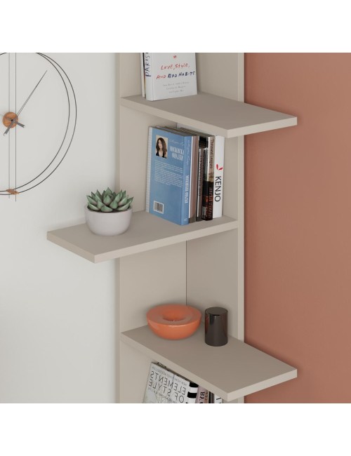 Libreria angolare Saso con 5 ripiani finitura cashmere 357x37x141H
