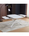 Tavolo girevole allungabile piano ceramica effetto marmo bianco opaco Astrid 140x90x76H