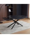 Tavolo girevole allungabile piano ceramica effetto marmo nero opaco Astrid 140x90x76H
